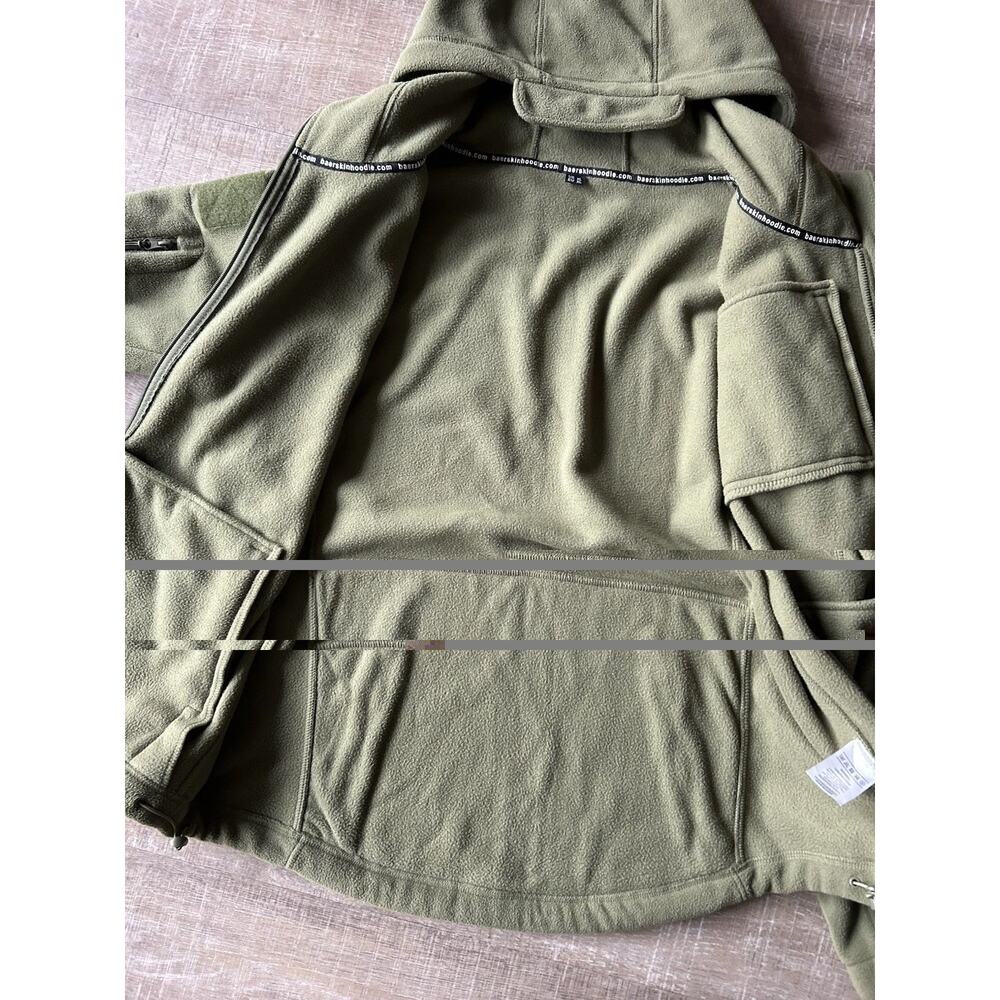 BÆRSkin Tactical Fleece Hoodie Men XL Olive Green Full Zip Utility Jacket - Picture 4 of 10